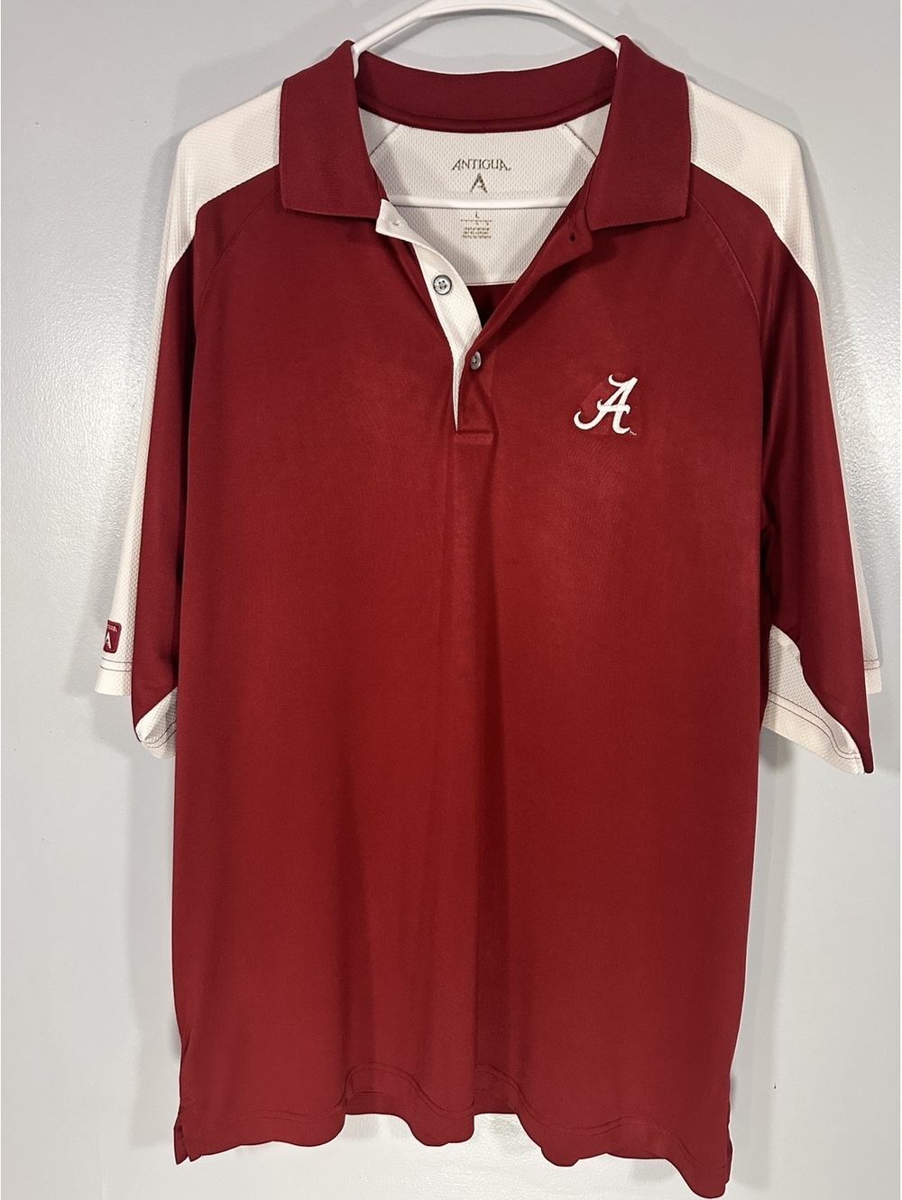 Antigua Alabama Crimson Tide Polo Men's L Crimson White Performance